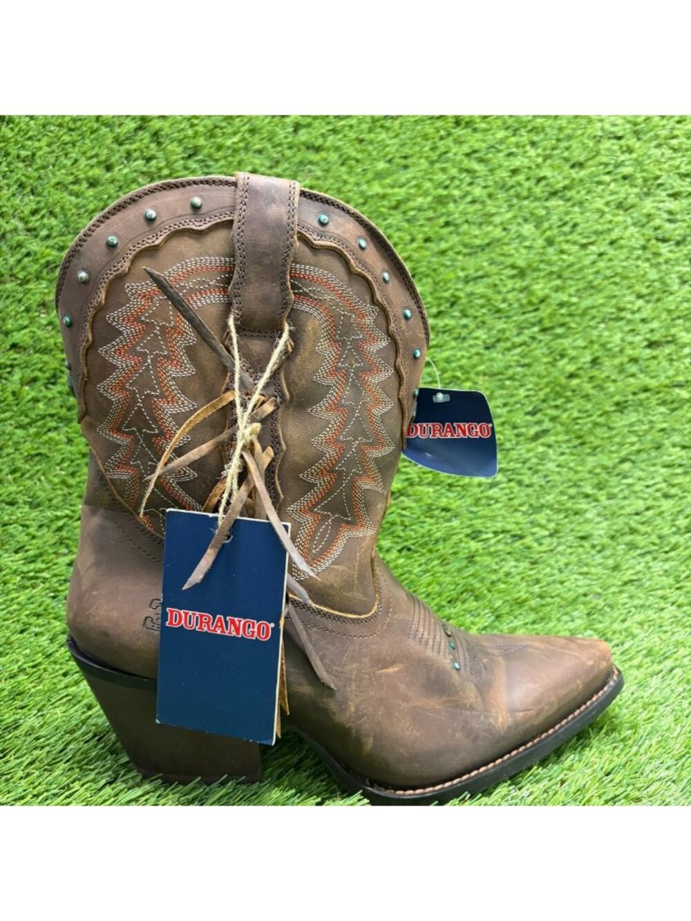 Durango Crush Womens Size 9.5 Brown Cowgirl Western Snip Toe Zip Fashion Boots